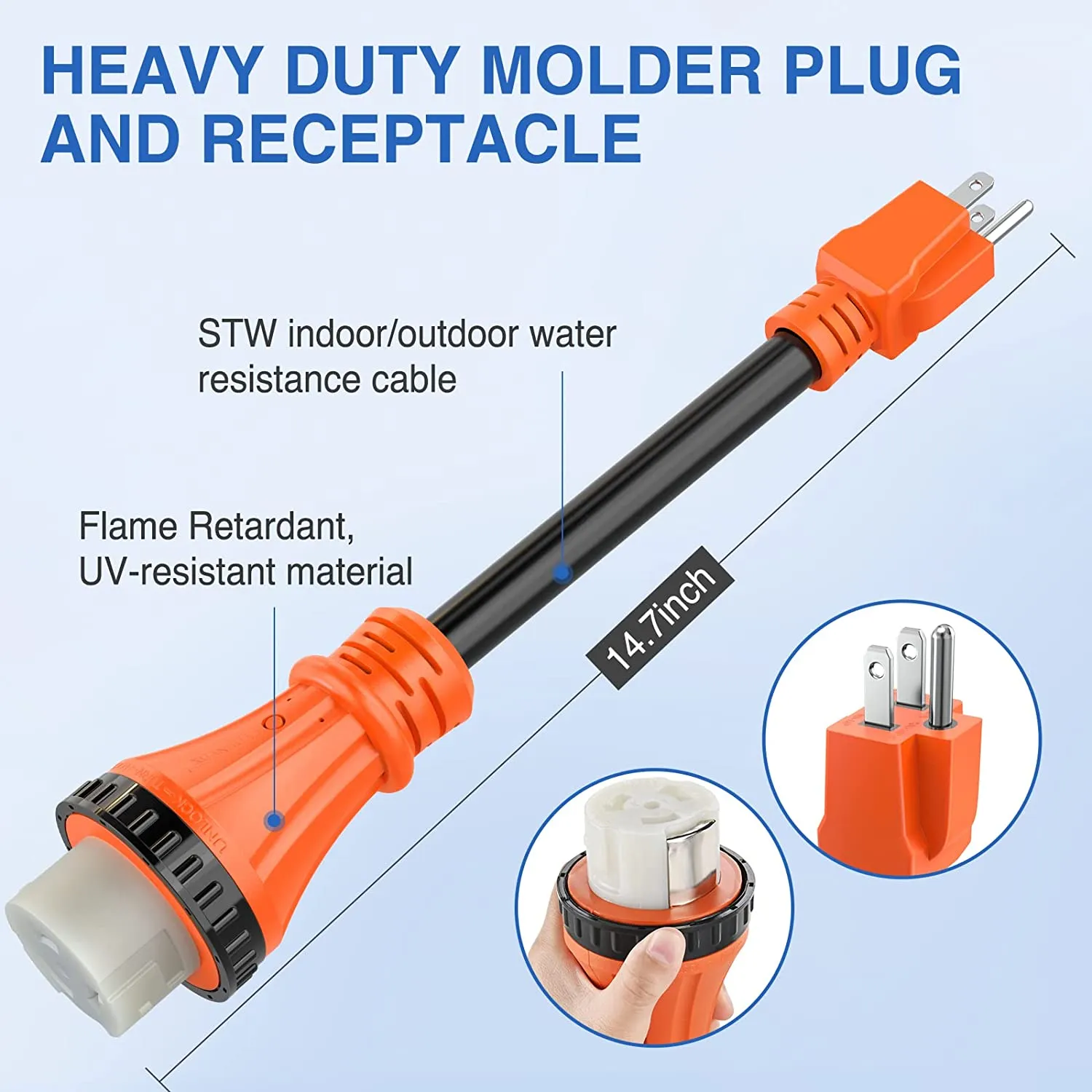 15AMP to 50AMP RV Locking Adapter Cord