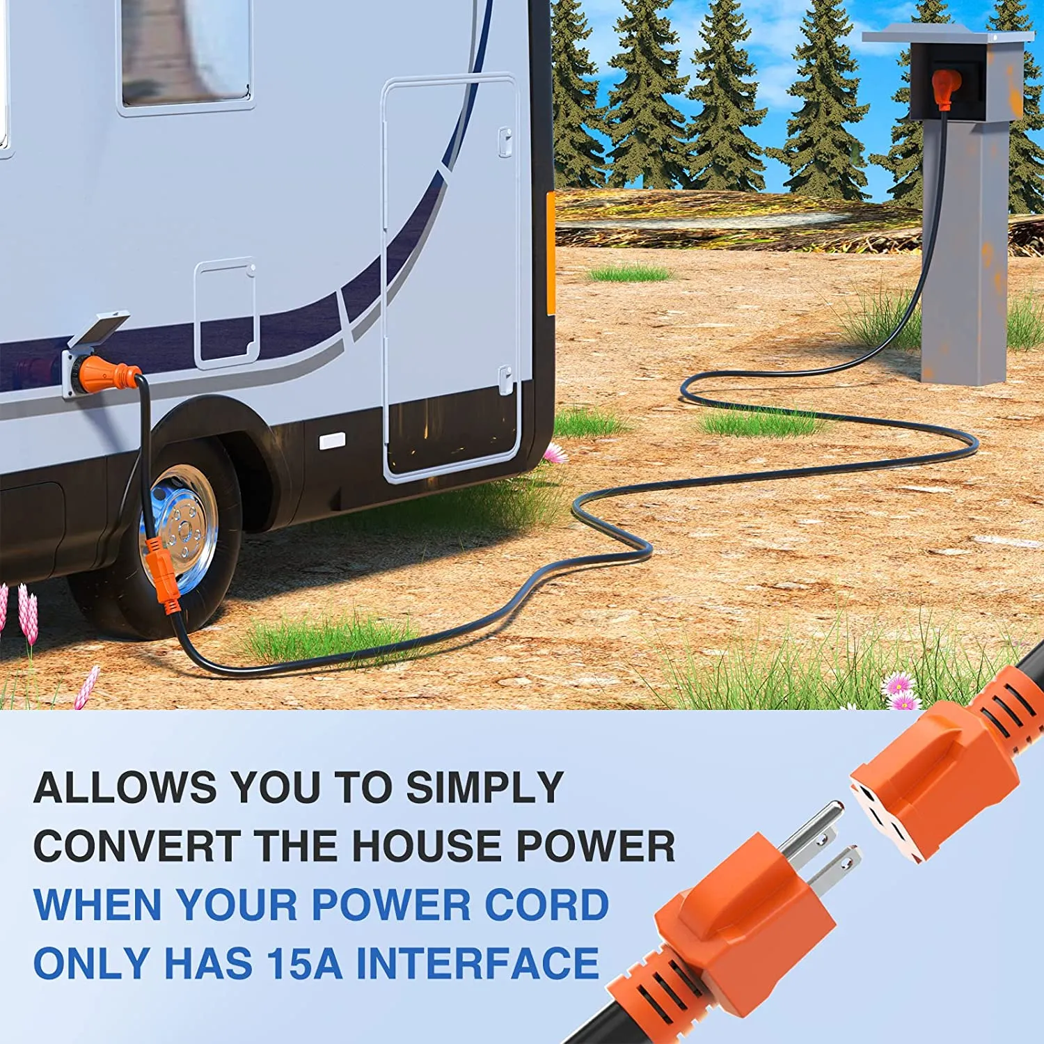 15AMP to 50AMP RV Locking Adapter Cord