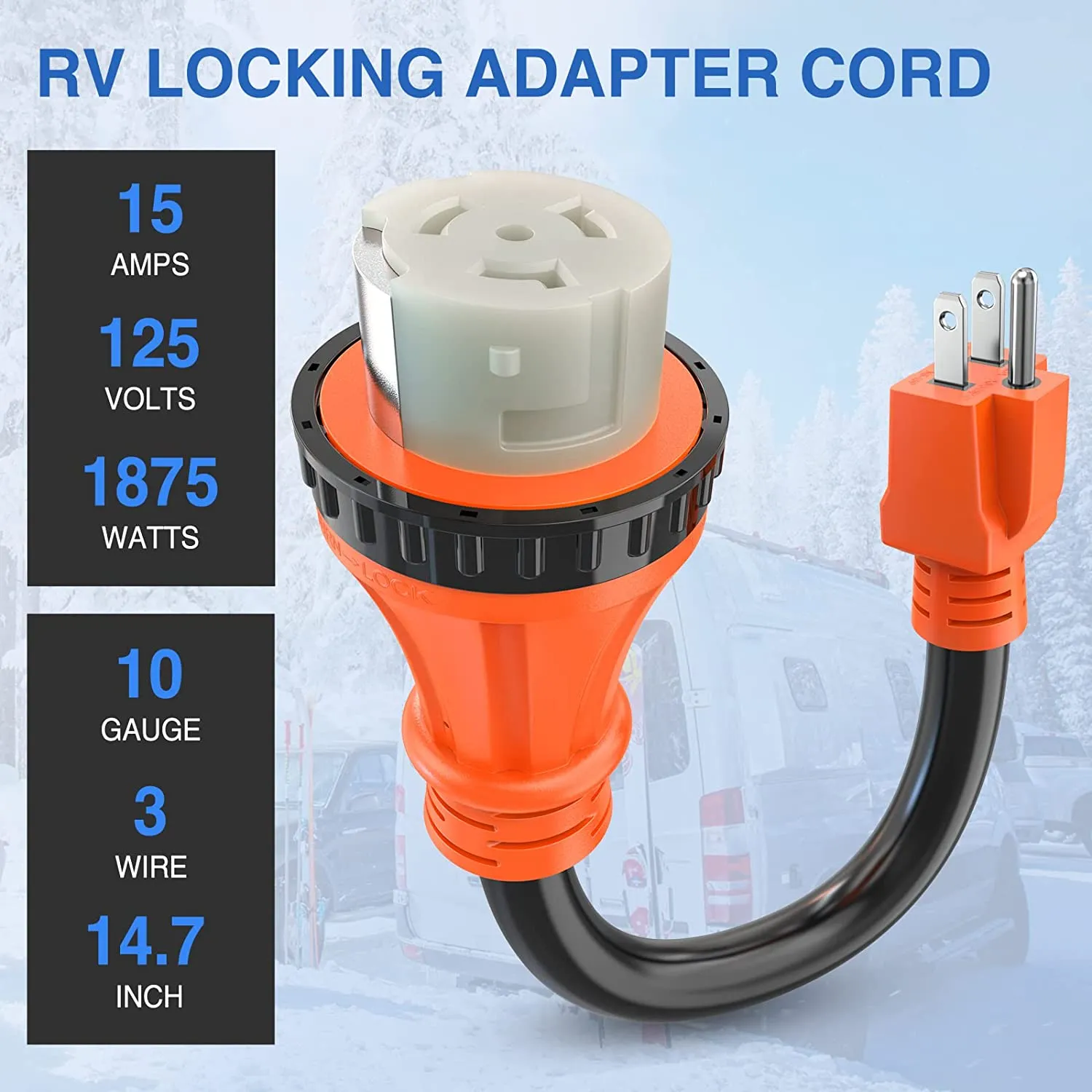 15AMP to 50AMP RV Locking Adapter Cord