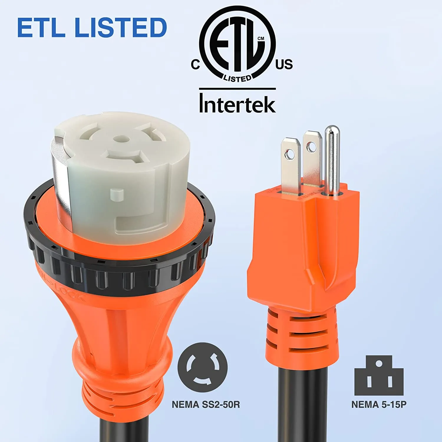 15AMP to 50AMP RV Locking Adapter Cord