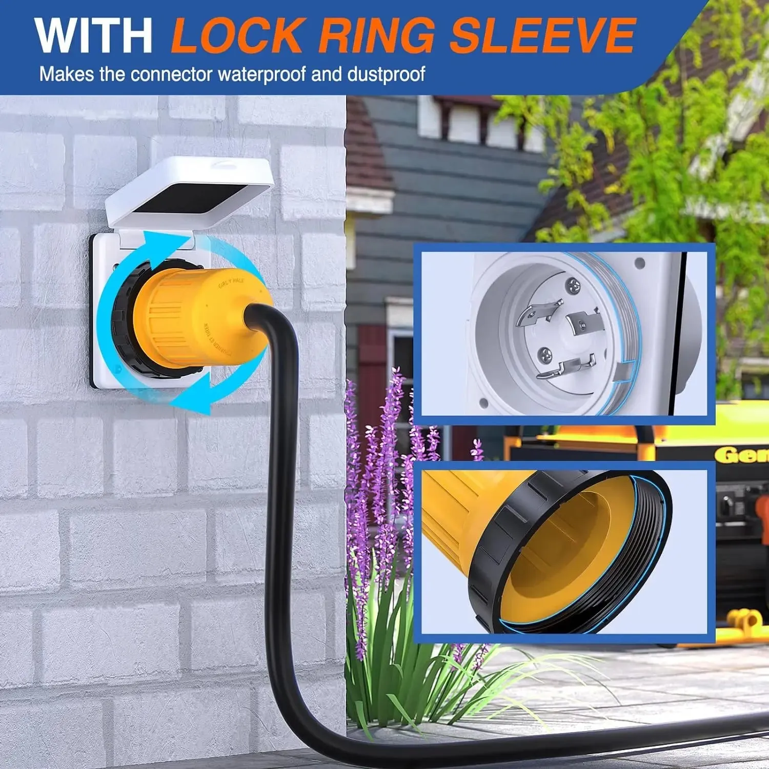 30AMP RV Plug Power Cord Inlet Cover Ring Twist Lock