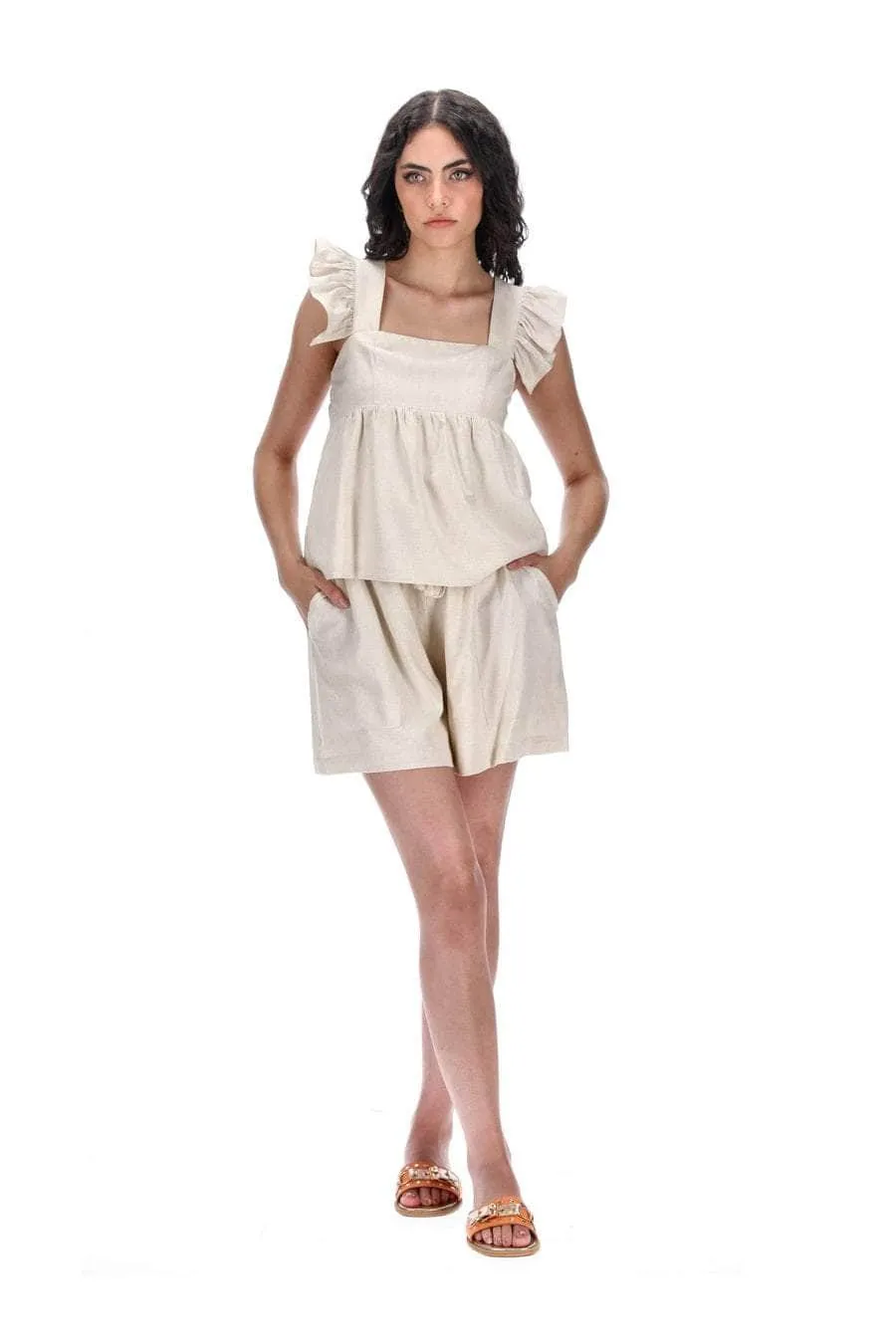 Abby Top Square Neck Beige