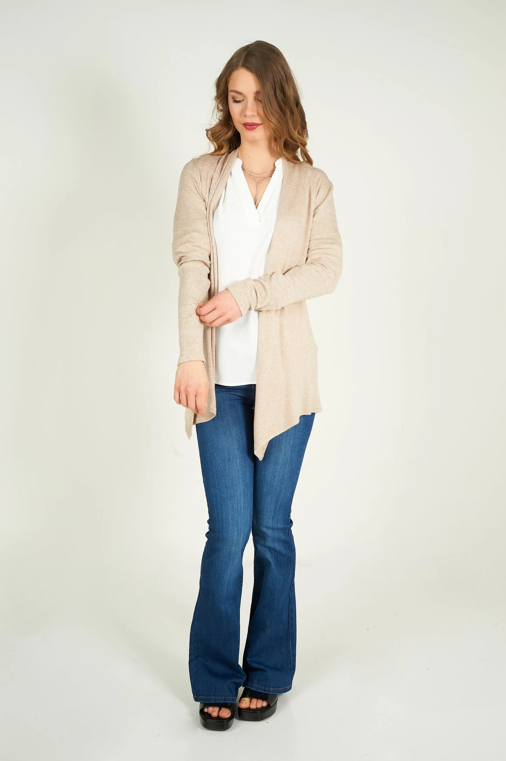 Cardigan mi-long ouvert - 13148 - (R-B3)