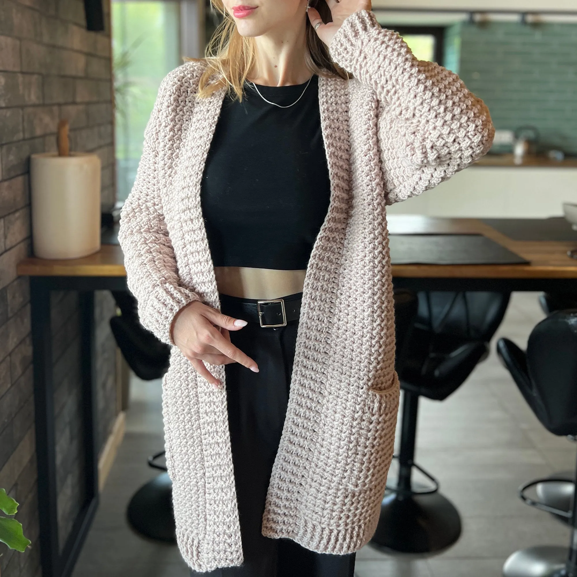 Crochet Cardigan pattern, US standard terms, Skill level beginner