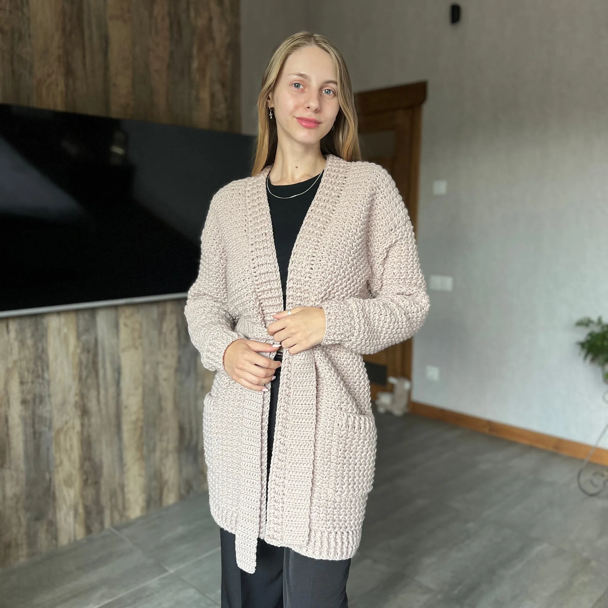 Crochet Cardigan pattern, US standard terms, Skill level beginner