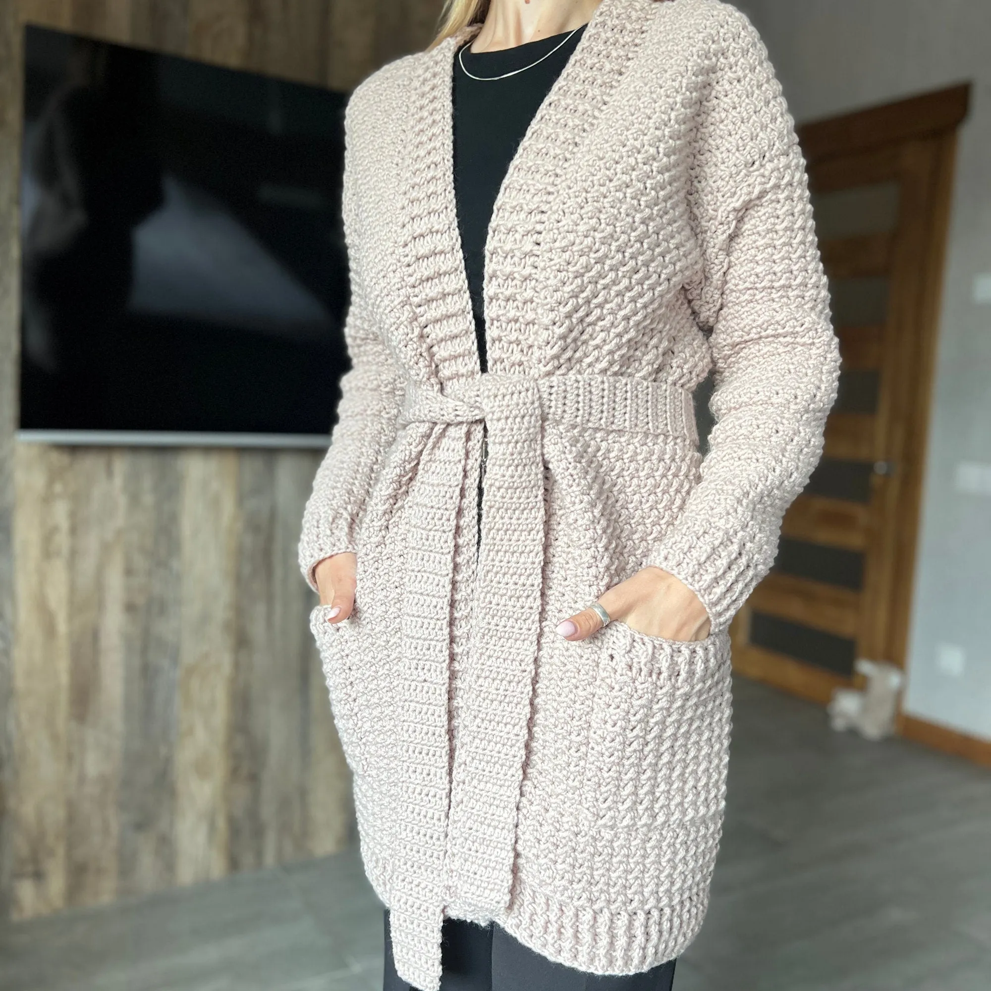 Crochet Cardigan pattern, US standard terms, Skill level beginner