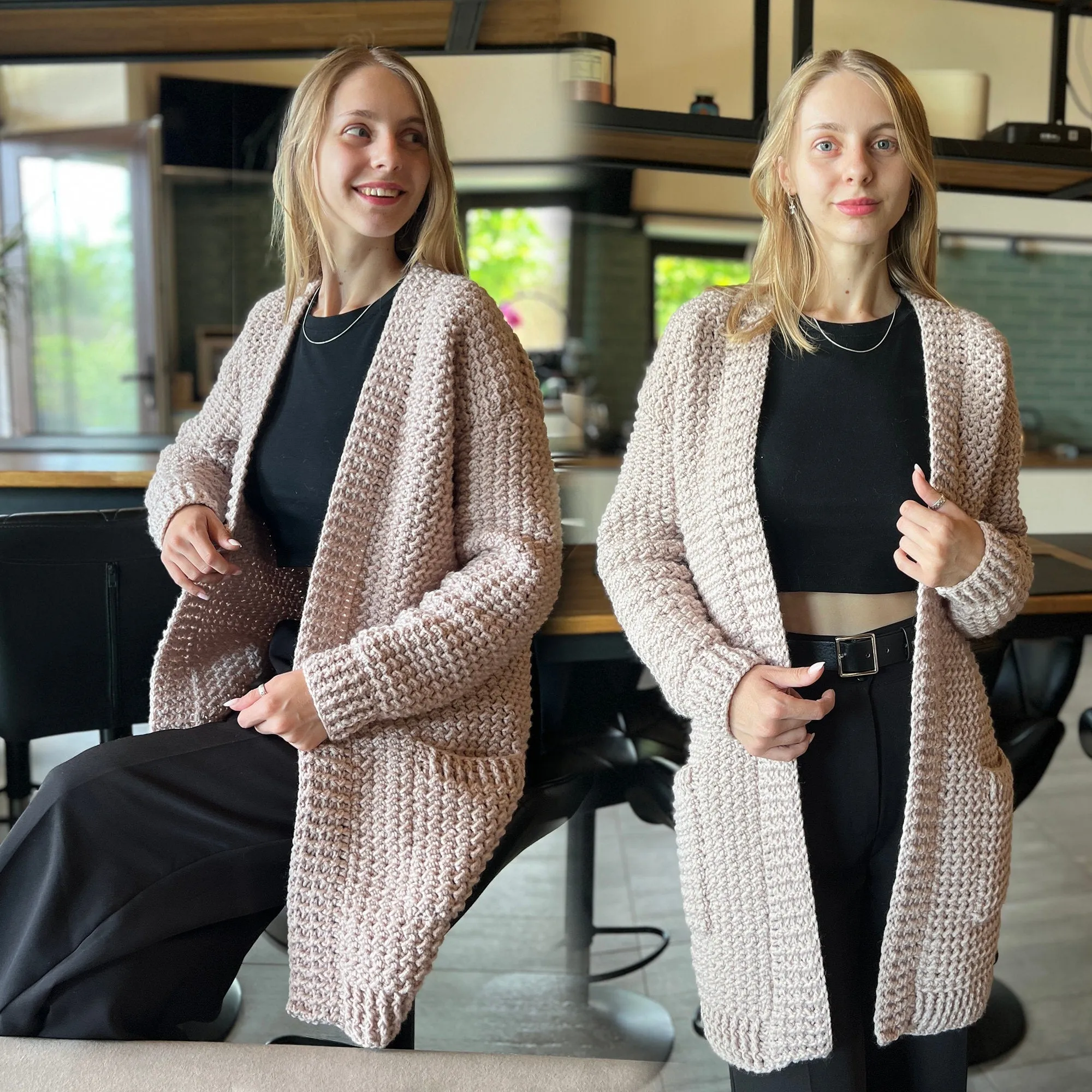 Crochet Cardigan pattern, US standard terms, Skill level beginner