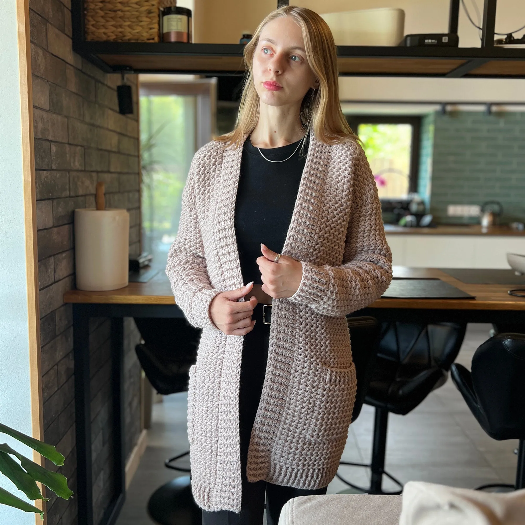 Crochet Cardigan pattern, US standard terms, Skill level beginner
