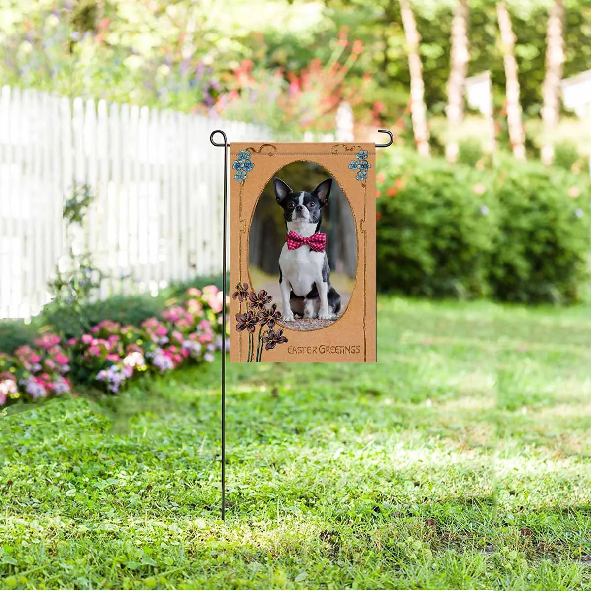 Custom Chihuahua Photo Vintage Easter Garden Flag