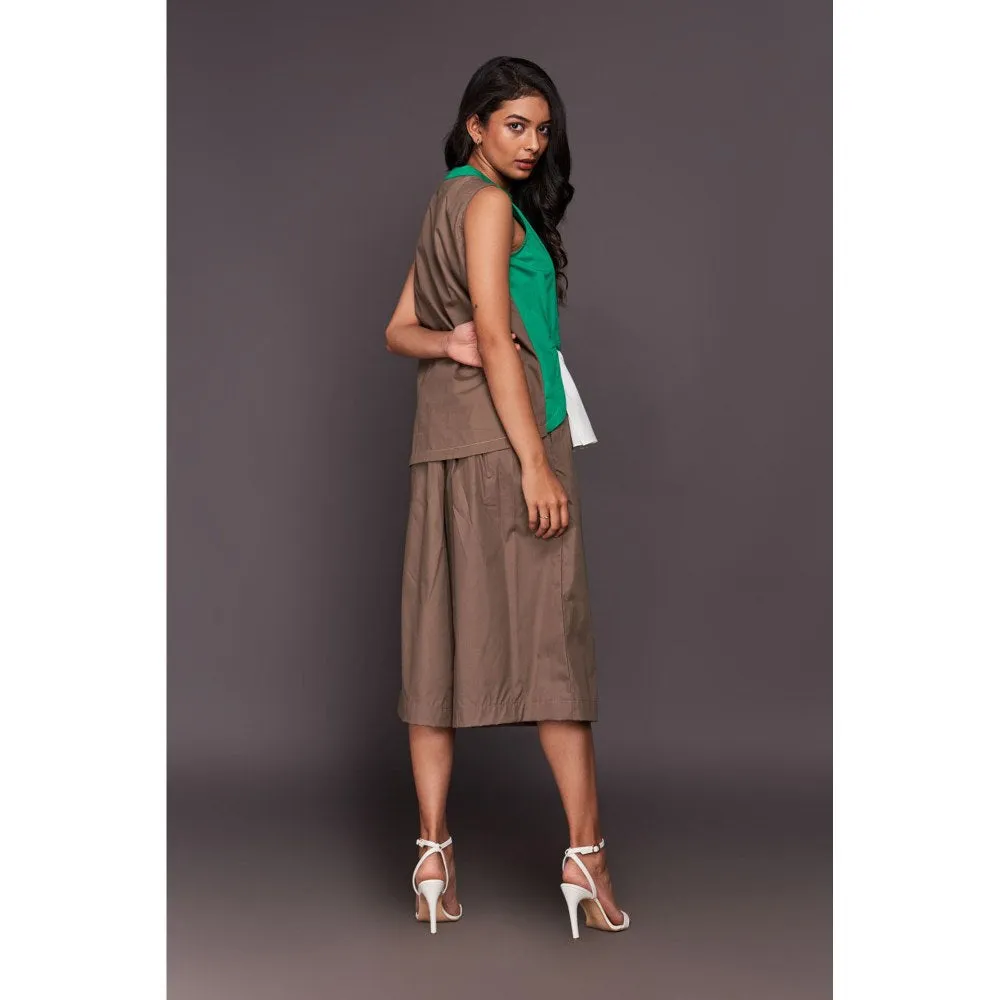 Deepika Arora Green Top with Culottes (Set of 2)