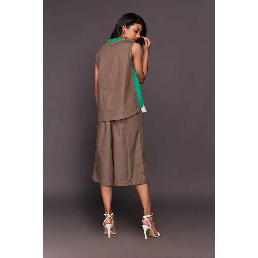 Deepika Arora Green Top with Culottes (Set of 2)