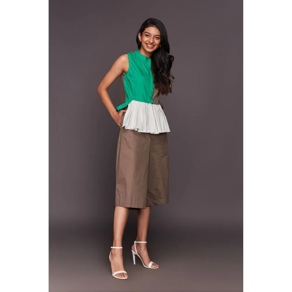 Deepika Arora Green Top with Culottes (Set of 2)