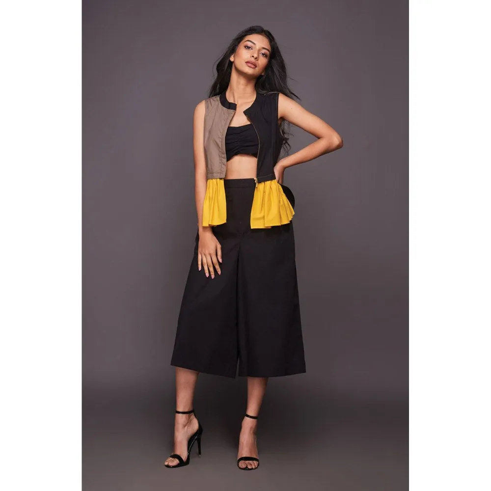 Deepika Arora Yellow Top with Culottes (Set of 2)