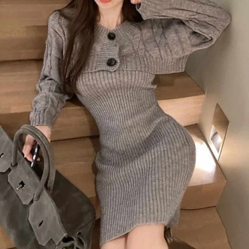 Elsa Knitted Dress with Cardigan