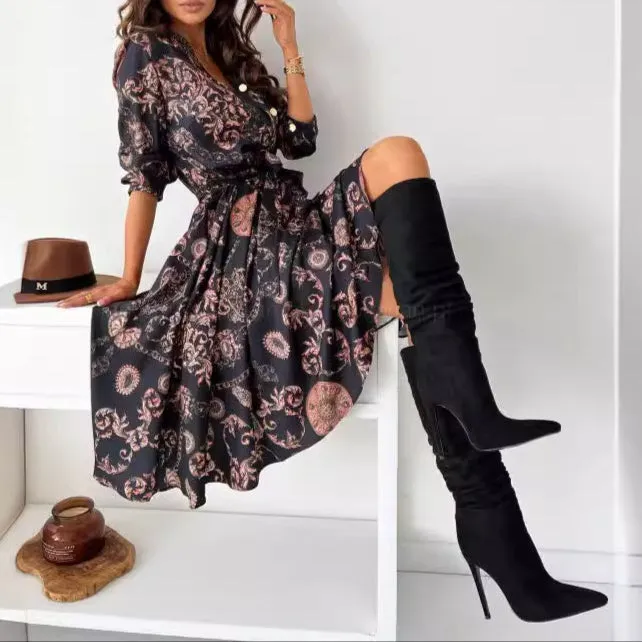 Fashion Long Sleeve Floral Dress