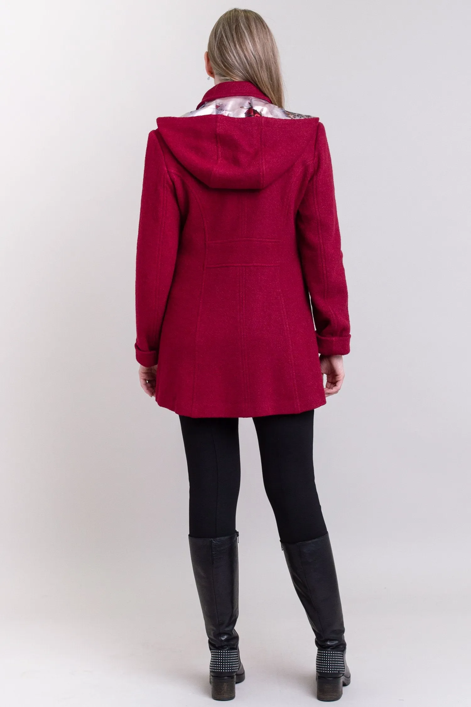 Gemma Coat, Burgundy, Wool