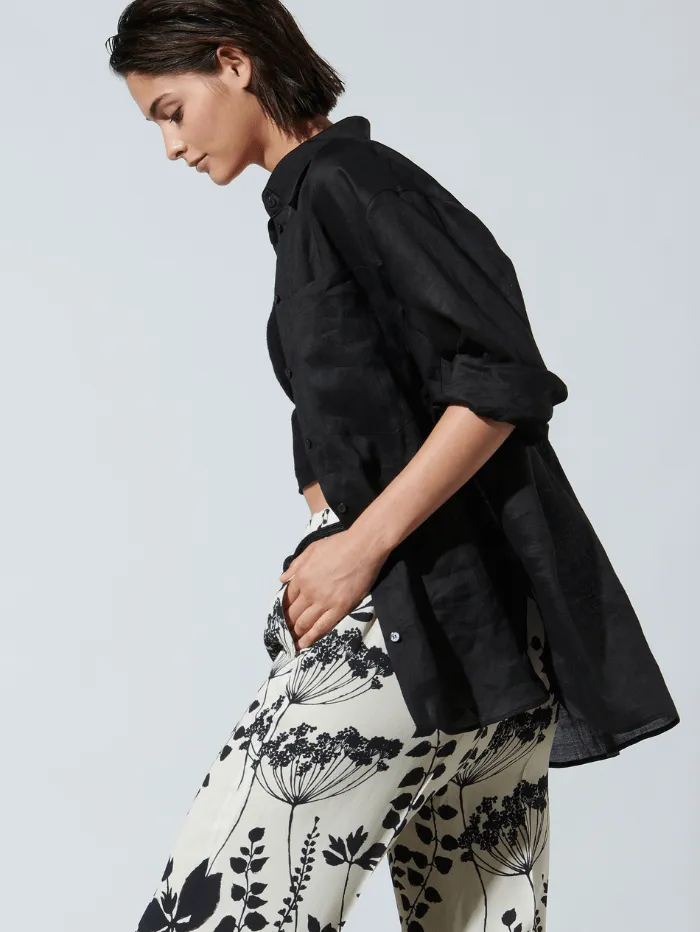 Luisa Cerano Black Ramie Boyfriend Blouse 278360 3500 0001