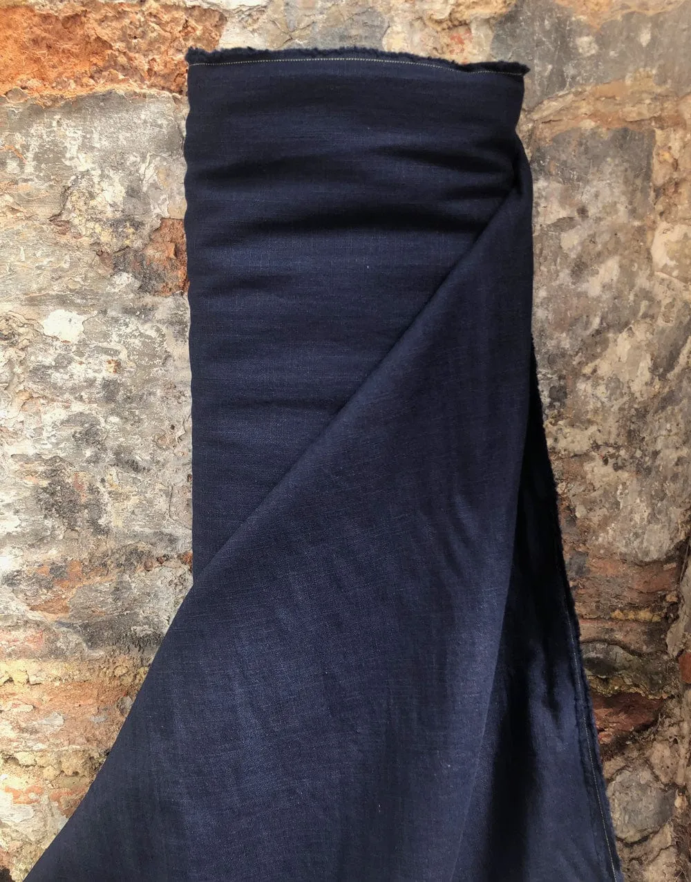 Navy Blue Washed Linen-Handle Fabric