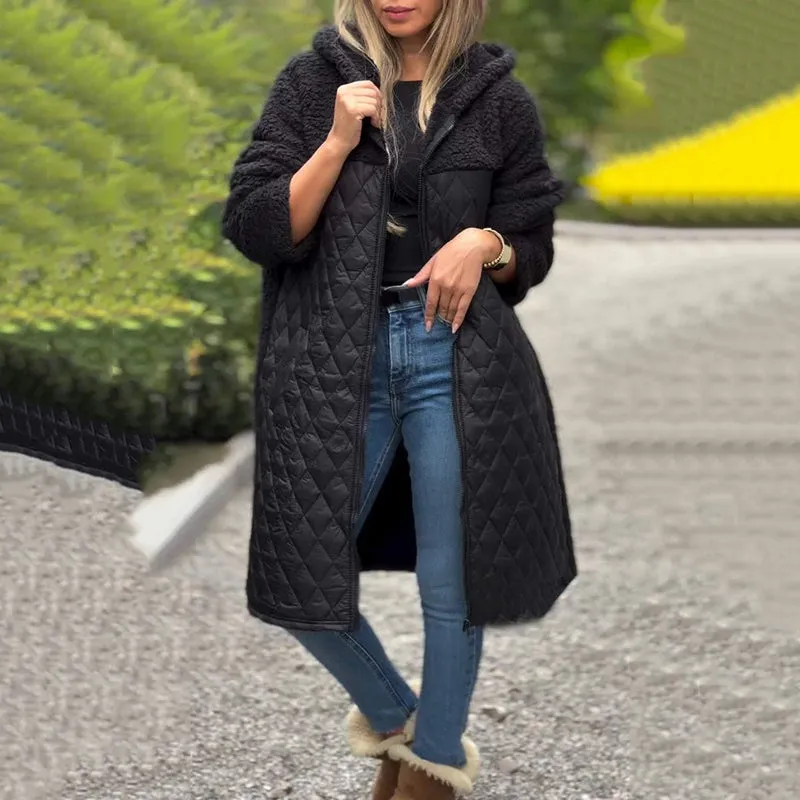 Now enjoy 50% discount Women's Cozy Quilted Sherpa Coat with Hood