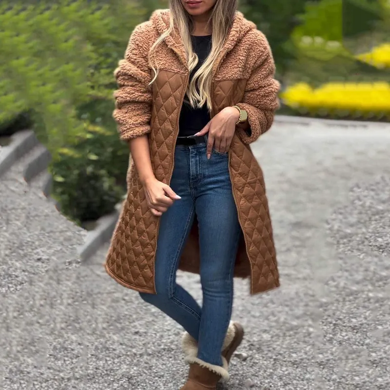 Now enjoy 50% discount Women's Cozy Quilted Sherpa Coat with Hood