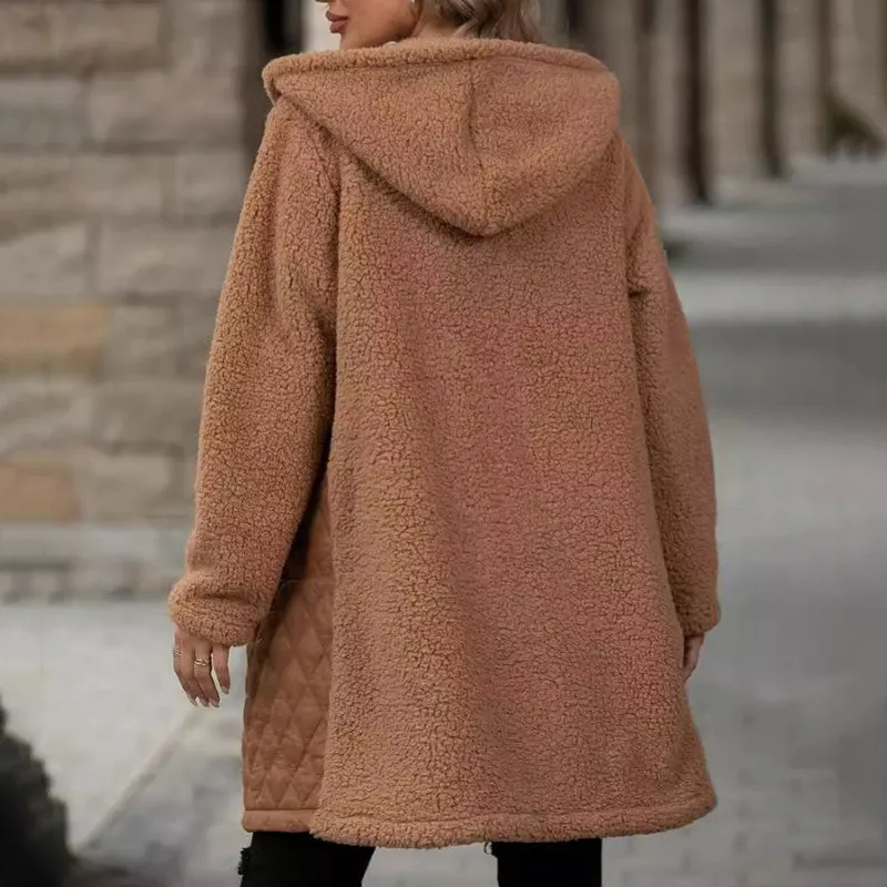 Now enjoy 50% discount Women's Cozy Quilted Sherpa Coat with Hood