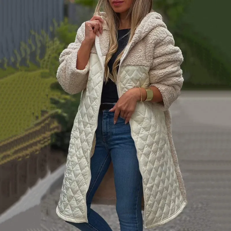 Now enjoy 50% discount Women's Cozy Quilted Sherpa Coat with Hood