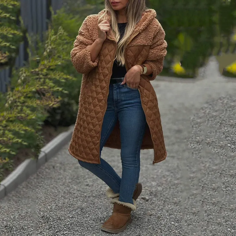 Now enjoy 50% discount Women's Cozy Quilted Sherpa Coat with Hood