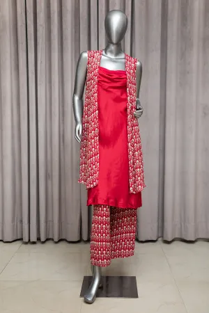 Red Printed Top Set