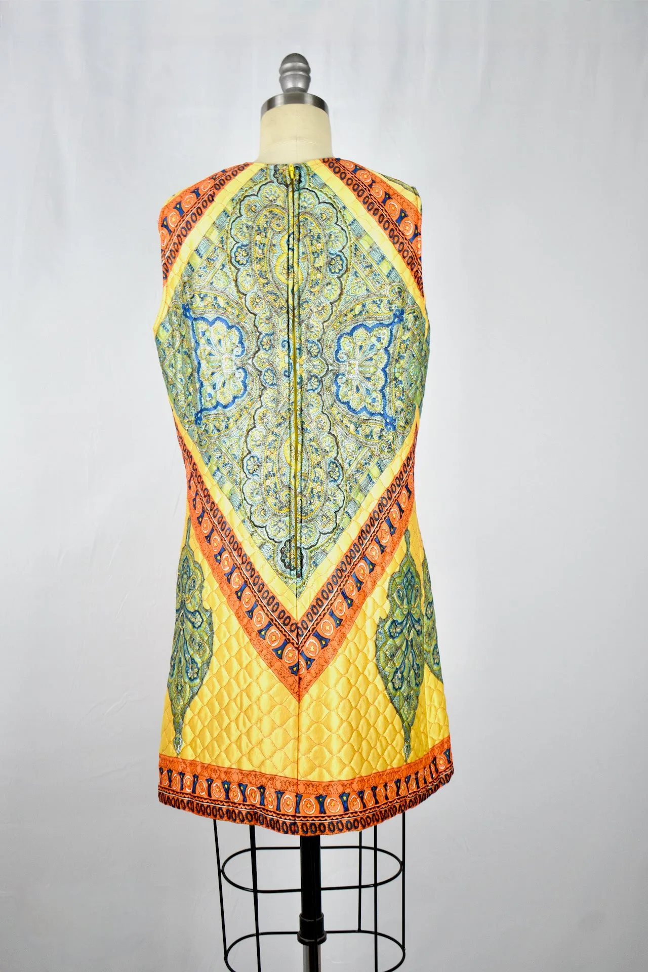 Vintage 1960s Saks Fifth Avenue Satin Quilted Dress