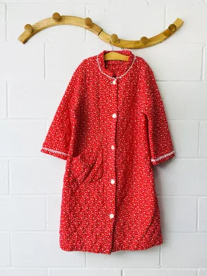 Vintage Floral Quilted Housecoat, Women's SM