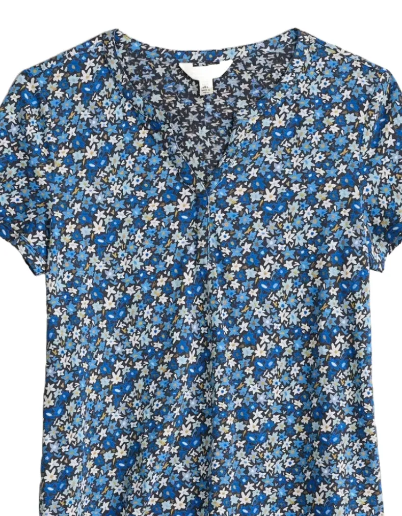 Women's Short Sleeve Waterflow Top in Blue