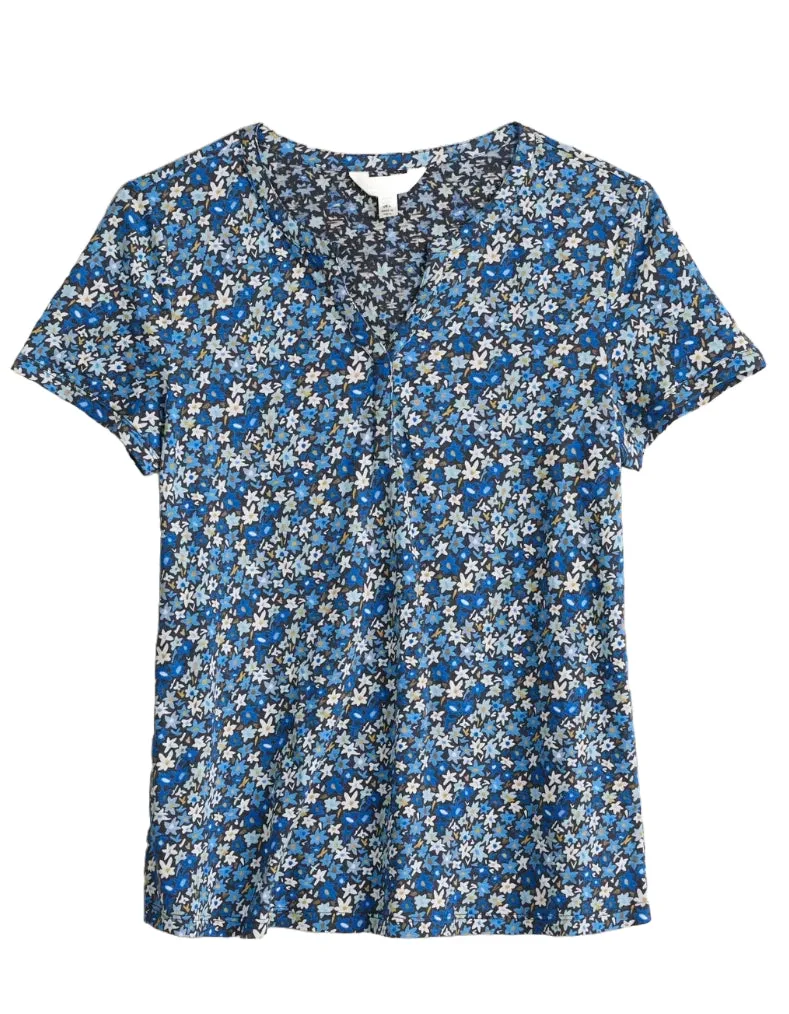 Women's Short Sleeve Waterflow Top in Blue