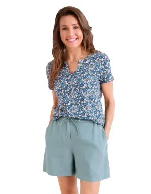 Women's Short Sleeve Waterflow Top in Blue