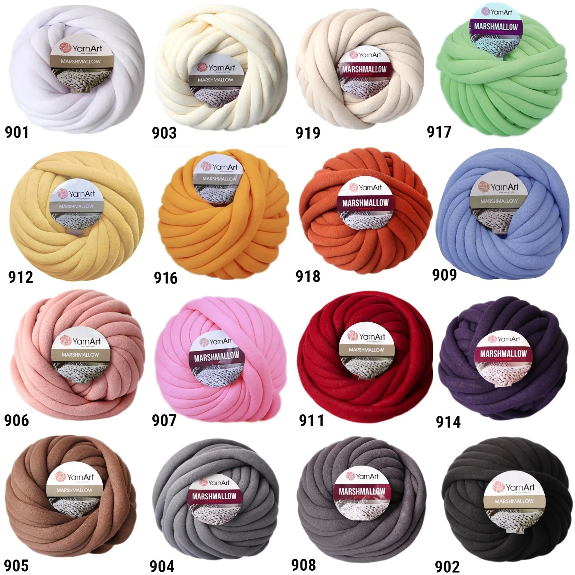 YarnArt Marshmallow, Chunky Arm Knit Yarn, 11 Colors, 26.40 oz / 32.81 yards